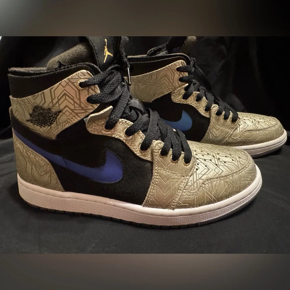 Air Jordan 1 Zoom CMFT Laser Gold and Black Sneakers Size 7 Women 8.5 Unisex - Picture 15 of 16